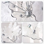 Round Murano Style Glass Plate Chandelier Modern Ivory White Floral Disc Ceiling Pendant Light