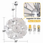 Round Murano Style Glass Plate Chandelier Modern Ivory White Floral Disc Ceiling Pendant Light