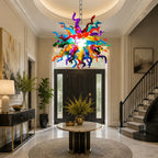 Multicolor Starburst Hand-Blown Glass Art Chandelier Chihuly-Style Colorful Tentacle Hanging Glass Sculpture Light