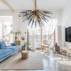 Sting Half Sphere Blown Glass Chandelier Sputnik Starburst Sea Urchin Pendant Light