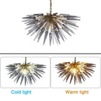 Sting Half Sphere Blown Glass Chandelier Sputnik Starburst Sea Urchin Pendant Light