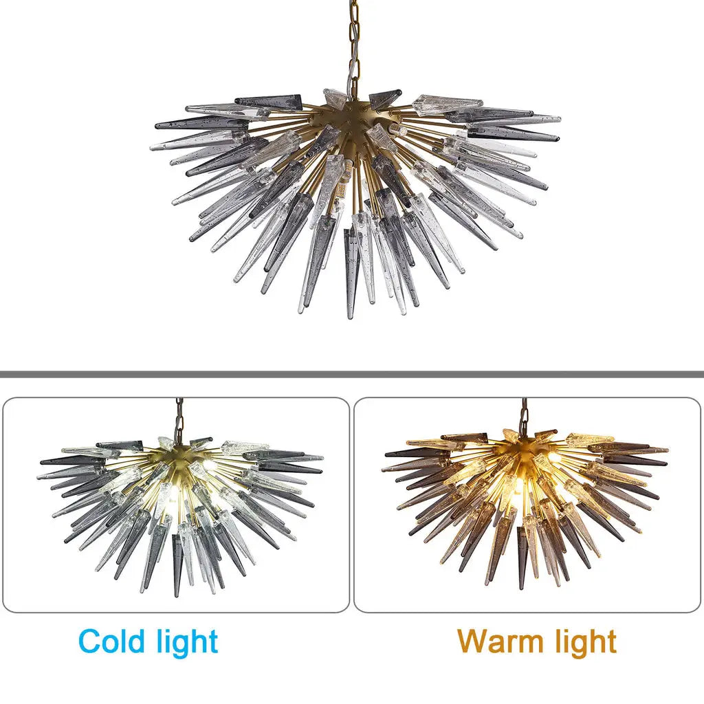 Sting Half Sphere Blown Glass Chandelier Sputnik Starburst Sea Urchin Pendant Light