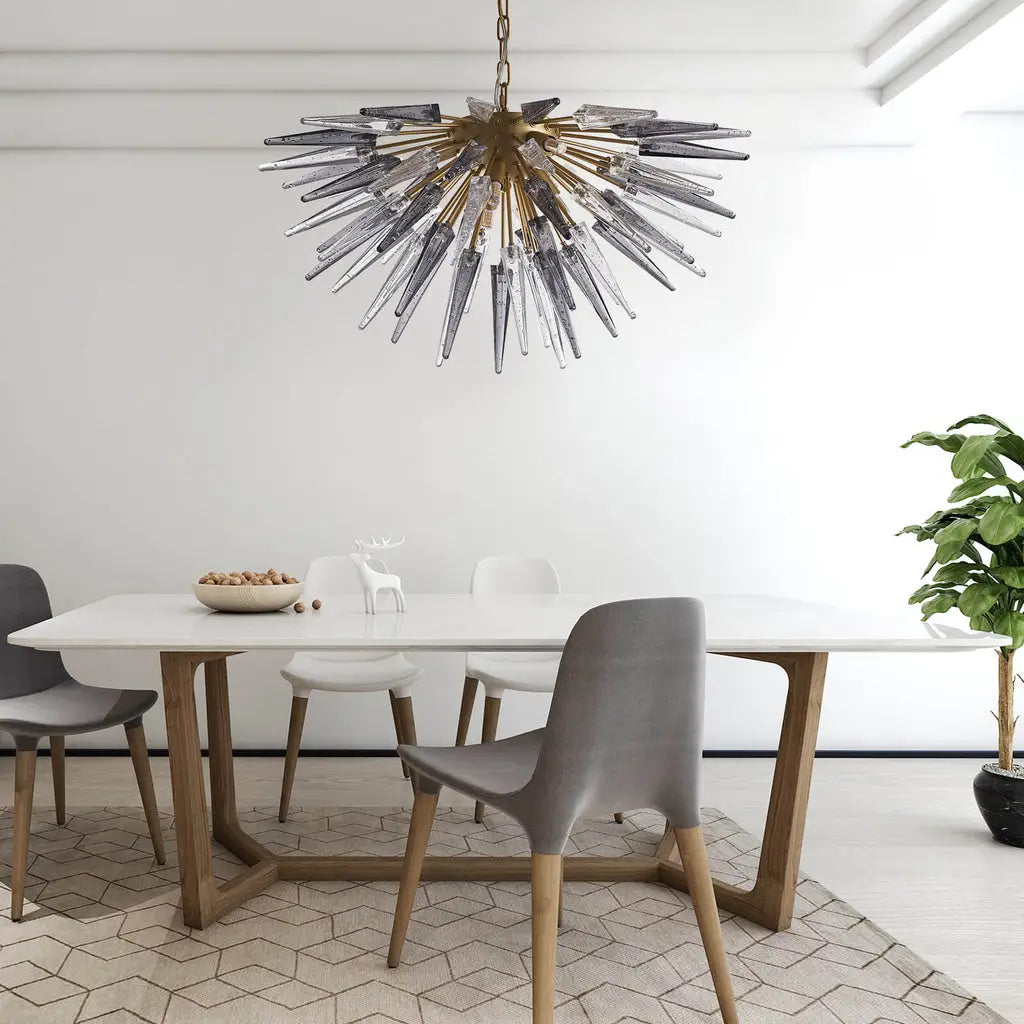 Sting Half Sphere Blown Glass Chandelier Sputnik Starburst Sea Urchin Pendant Light
