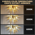 Modern Gold Starburst Hand-Blown Glass Chandelier Sting Half-Sphere Sculptural Pendant Light