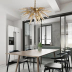 Modern Gold Starburst Hand-Blown Glass Chandelier Sting Half-Sphere Sculptural Pendant Light
