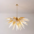 Modern Gold Starburst Hand-Blown Glass Chandelier Sting Half-Sphere Sculptural Pendant Light