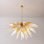 Modern Gold Starburst Hand-Blown Glass Chandelier Sting Half-Sphere Sculptural Pendant Light