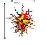 Red Yellow Black Artisan Hand-Blown Tentacle Glass Chandelier Chihuly-Style Sculptural Pendant Light