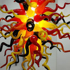 Red Yellow Black Artisan Hand-Blown Tentacle Glass Chandelier Chihuly-Style Sculptural Pendant Light