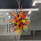 Red Yellow Black Artisan Hand-Blown Tentacle Glass Chandelier Chihuly-Style Sculptural Pendant Light
