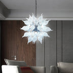 Modern Hand-Blown White Sputnik Starburst Chandelier Onion-Shaped Glass Pendant Light