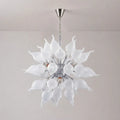 Modern Hand-Blown White Sputnik Starburst Chandelier Onion-Shaped Glass Pendant Light