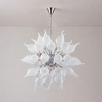 Modern Hand-Blown White Sputnik Starburst Chandelier Onion-Shaped Glass Pendant Light