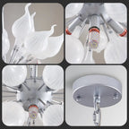 Modern Hand-Blown White Sputnik Starburst Chandelier Onion-Shaped Glass Pendant Light