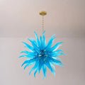 Modern Sputnik Starburst Hand-Blown Glass Chandelier Blue Artisan Sculptural Pendant Light