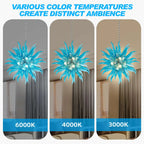 Modern Sputnik Starburst Hand-Blown Glass Chandelier Blue Artisan Sculptural Pendant Light