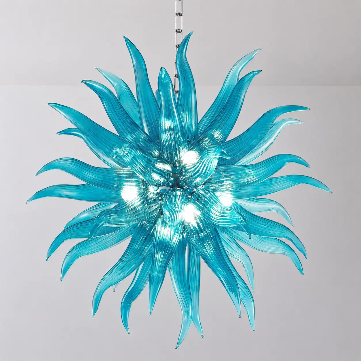 Starburst Hand Blown Glass Art Chandelier Chihuly-Style Stinger Hanging Murano Glass Sculpture Light