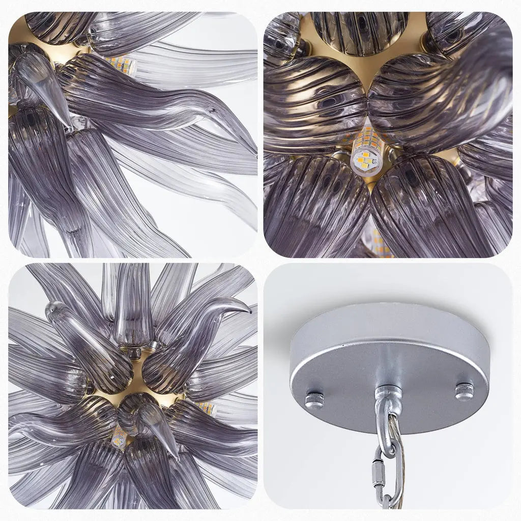 Starburst Hand Blown Glass Art Chandelier Chihuly-Style Stinger Hanging Murano Glass Sculpture Light