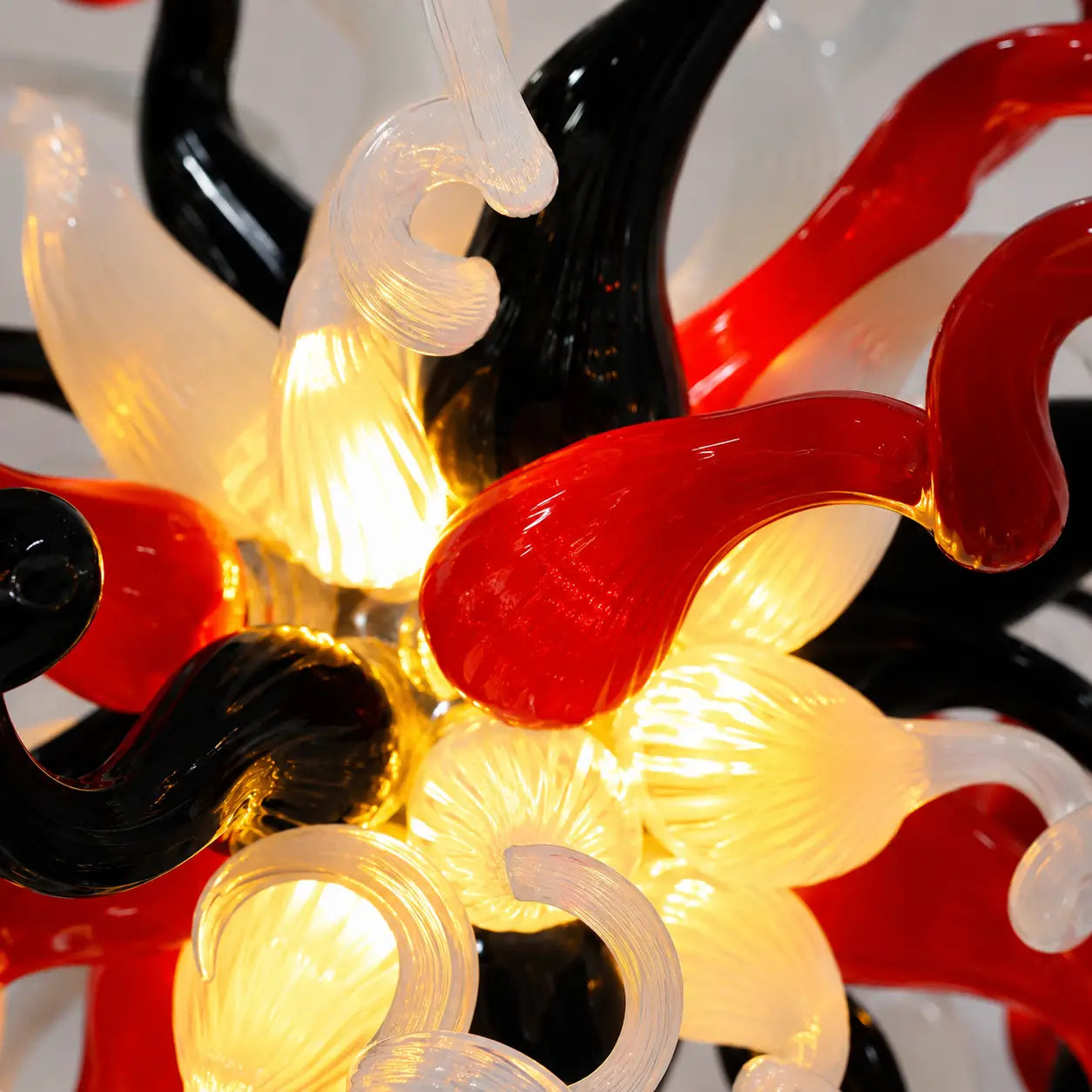 Modern Hand-Blown Glass Sputnik Starburst Chandelier White Red Black Glass Lighting