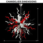 Modern Hand-Blown Glass Sputnik Starburst Chandelier White Red Black Glass Lighting