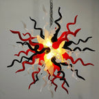 Modern Hand-Blown Glass Sputnik Starburst Chandelier White Red Black Glass Lighting