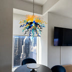 Coastal Artisan Hand-Blown Glass Chandelier Multicolor Chihuly-Inspired Statement Pendant Light