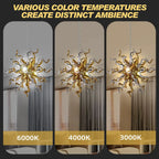 Sputnik Starburst Shape Blown Glass Chandelier Electroplating Golden and Silver Pendant Light