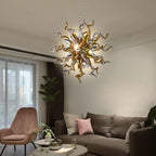 Sputnik Starburst Shape Blown Glass Chandelier Electroplating Golden and Silver Pendant Light