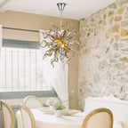 Sputnik Starburst Shape Blown Glass Chandelier Electroplating Golden and Silver Pendant Light