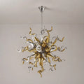 Sputnik Starburst Shape Blown Glass Chandelier Electroplating Golden and Silver Pendant Light