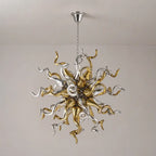 Sputnik Starburst Shape Blown Glass Chandelier Electroplating Golden and Silver Pendant Light