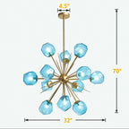 Veridian Jewel Sputnik Blown Glass Art Chandelier Modern Starburst Hanging Glass Sculptur Light For Entryways Living