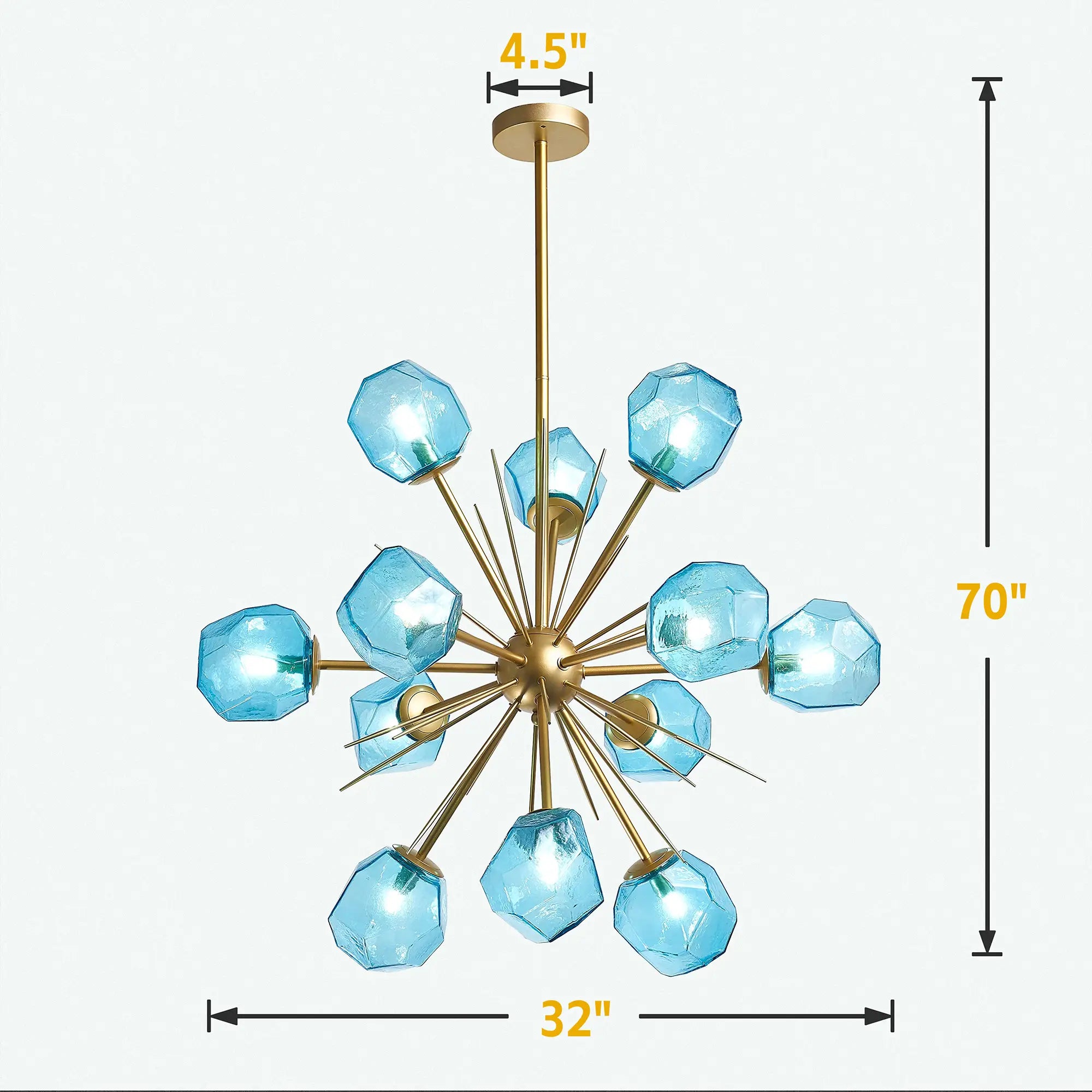 Veridian Jewel Sputnik Blown Glass Art Chandelier Modern Starburst Hanging Glass Sculptur Light For Entryways Living