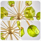 Veridian Jewel Sputnik Blown Glass Art Chandelier Modern Starburst Hanging Glass Sculptur Light For Entryways Living