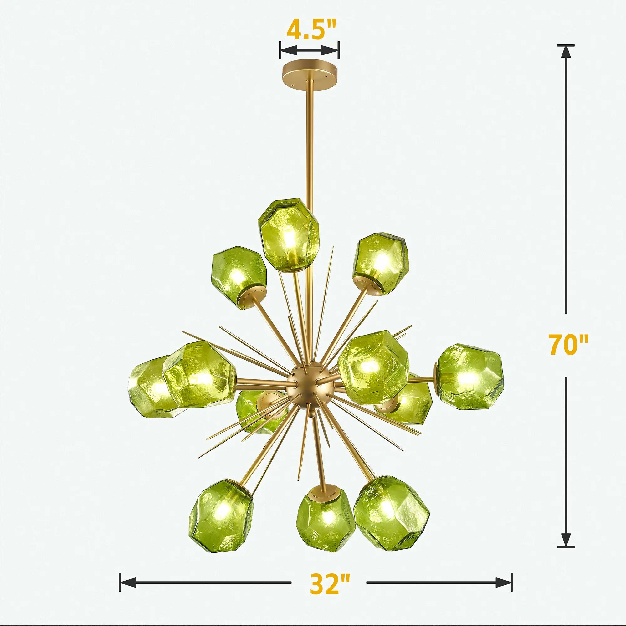 Veridian Jewel Sputnik Blown Glass Art Chandelier Modern Starburst Hanging Glass Sculptur Light For Entryways Living