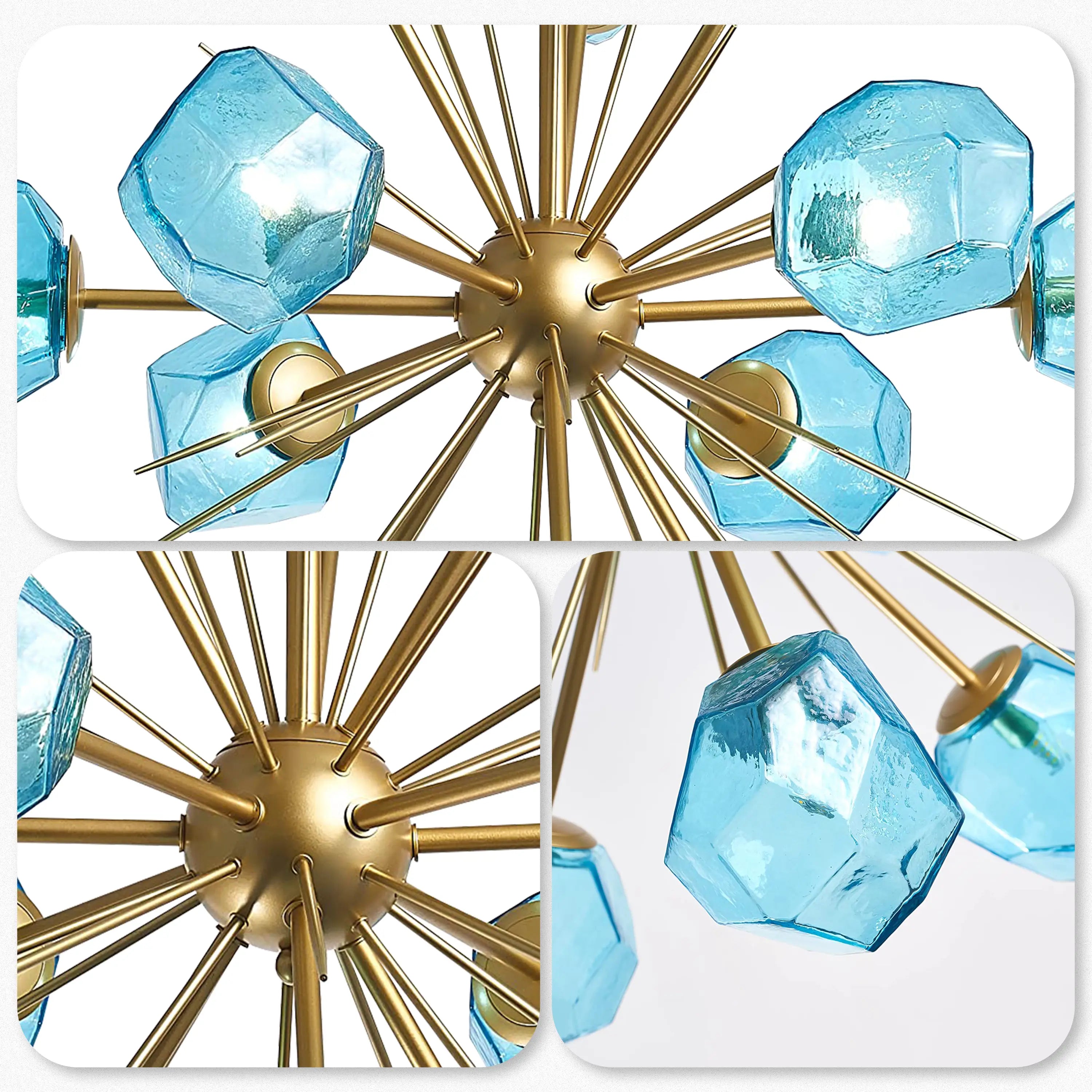 Veridian Jewel Sputnik Blown Glass Art Chandelier Modern Starburst Hanging Glass Sculptur Light For Entryways Living