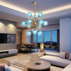 Veridian Jewel Sputnik Blown Glass Art Chandelier Modern Starburst Hanging Glass Sculptur Light For Entryways Living
