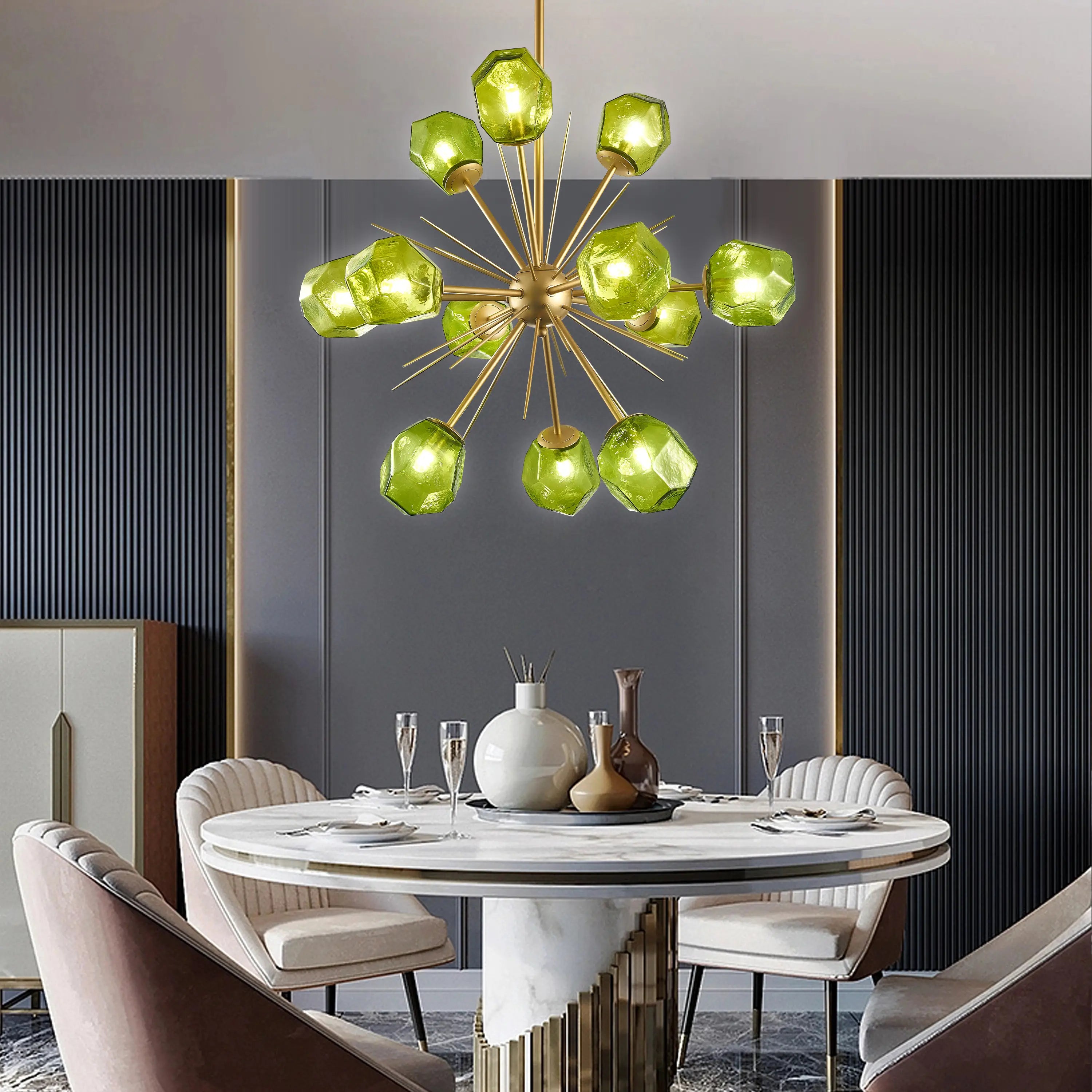 Veridian Jewel Sputnik Blown Glass Art Chandelier Modern Starburst Hanging Glass Sculptur Light For Entryways Living