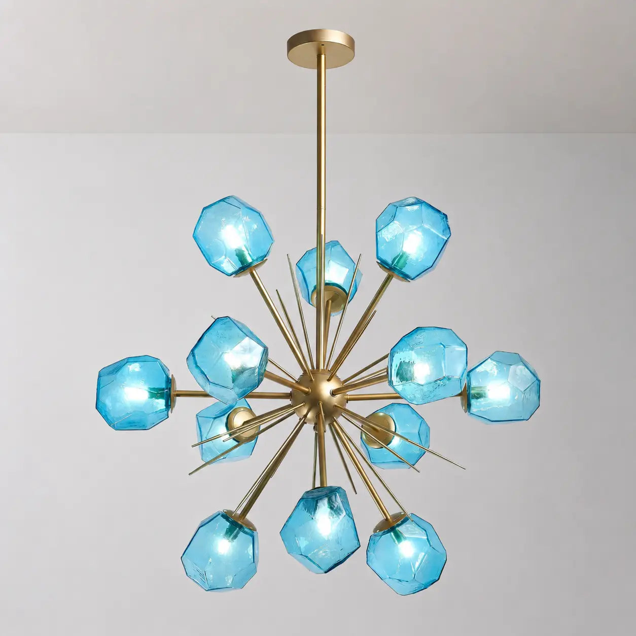 Veridian Jewel Sputnik Blown Glass Art Chandelier Modern Starburst Hanging Glass Sculptur Light For Entryways Living