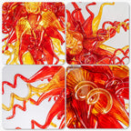 Sun Flare Hand Blown Glass Art Chandelier Red and Amber Artisan Coils Sculptural Pendant Light for Modern Interiors