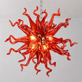 Modern Ruby Red Hand-Blown Glass Art Chandelier Hanging Glass Sculpture Pendant Light