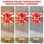 Modern Ruby Red Hand-Blown Glass Art Chandelier Hanging Glass Sculpture Pendant Light