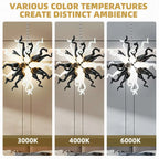 Black White Starburst Hand-Blown Glass Chandelier Small Sculptural Art Pendant Light