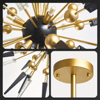 Mid-Century Modern Sputnik Chandelier Sparta Starburst Pendant Light with Gold Finish Frame