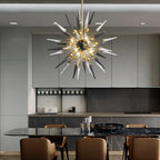 Mid-Century Modern Sputnik Chandelier Sparta Starburst Pendant Light with Gold Finish Frame