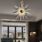 Mid-Century Modern Sputnik Chandelier Sparta Starburst Pendant Light with Gold Finish Frame