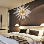 Transparent White Stinger Glass Sputnik Chandelier Modern Sparta Starburst Pendant Light with Clear Glass Spikes