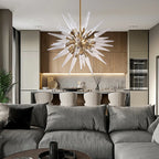Transparent White Stinger Glass Sputnik Chandelier Modern Sparta Starburst Pendant Light with Clear Glass Spikes