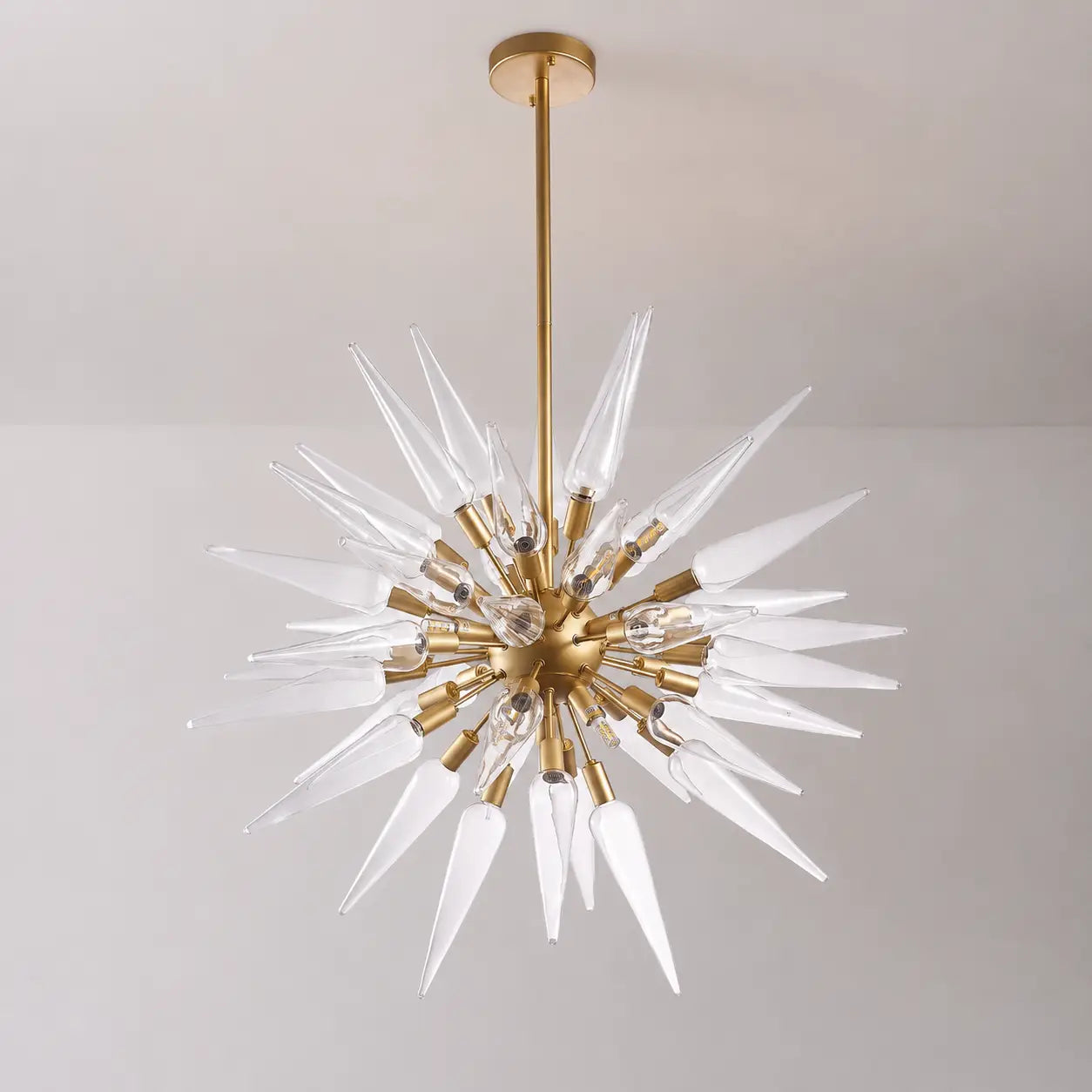 Transparent White Stinger Glass Sputnik Chandelier Modern Sparta Starburst Pendant Light with Clear Glass Spikes
