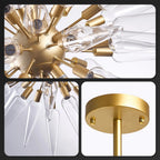 Transparent White Stinger Glass Sputnik Chandelier Modern Sparta Starburst Pendant Light with Clear Glass Spikes